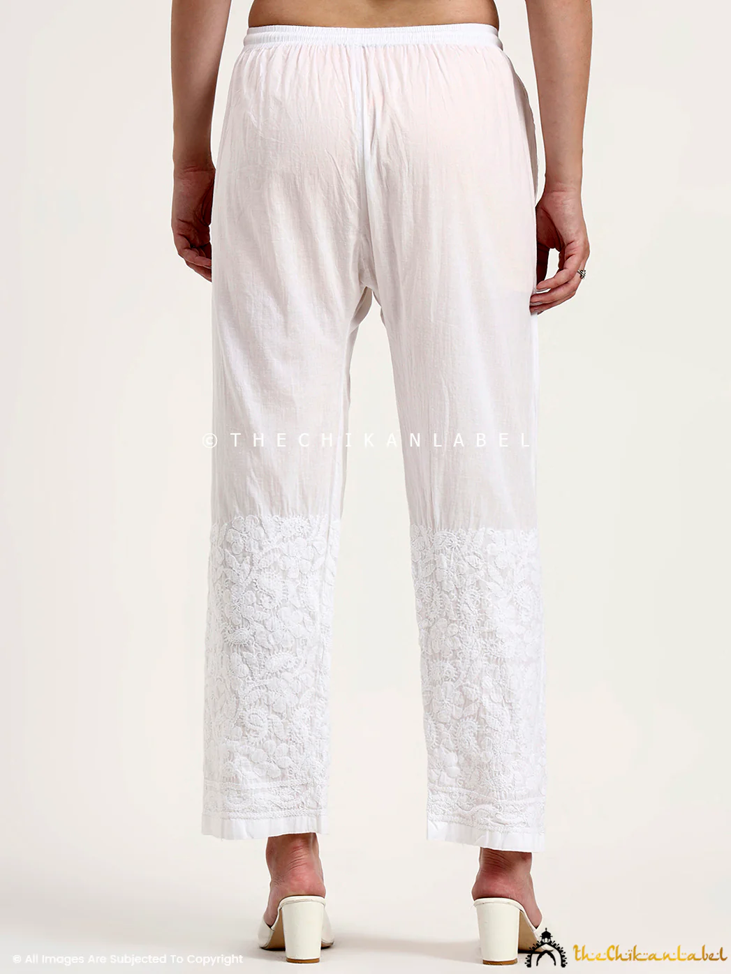 Aarya Cotton Chikankari Palazzo - White - Image 3