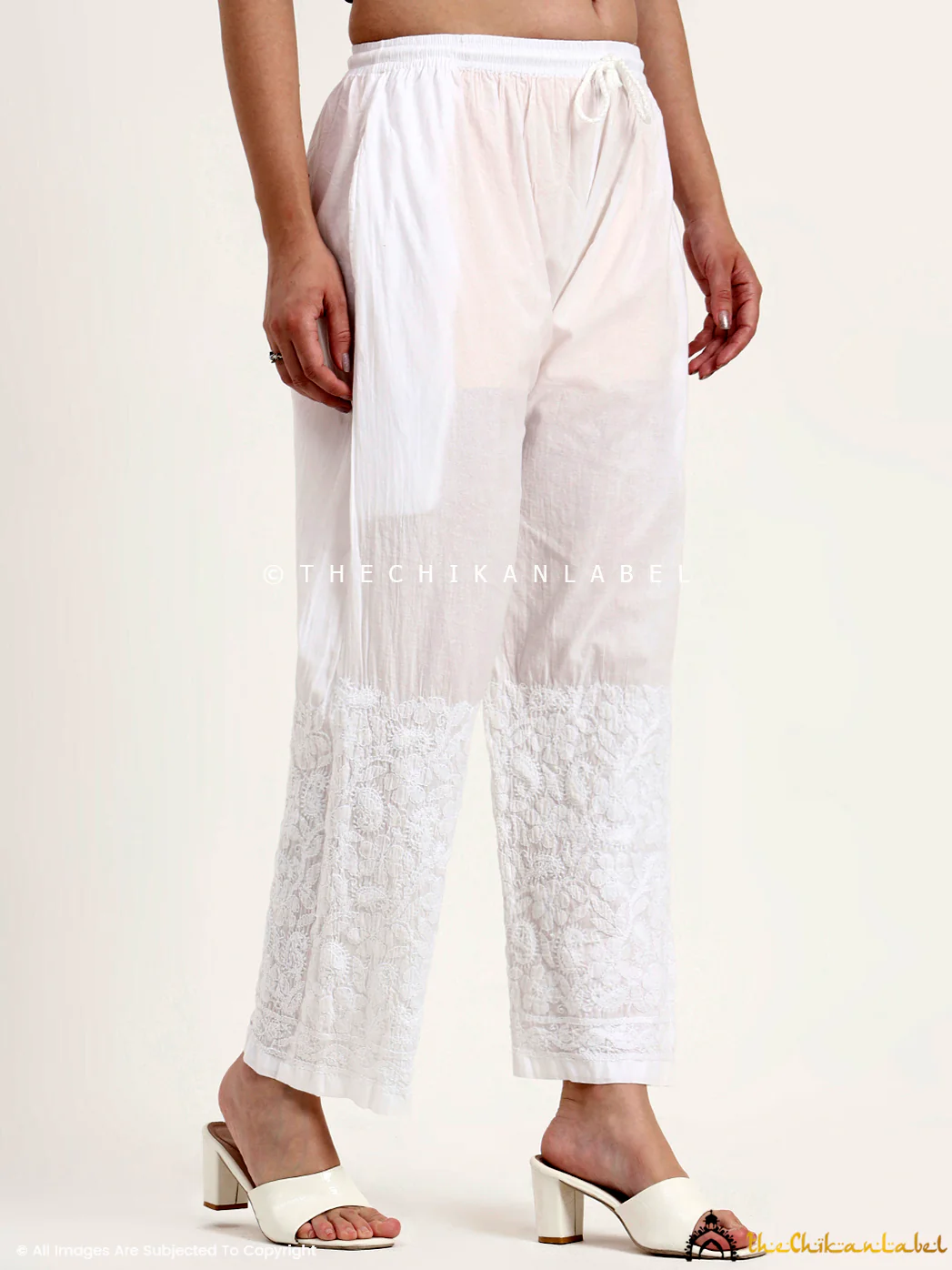 Aarya Cotton Chikankari Palazzo - White - Image 6