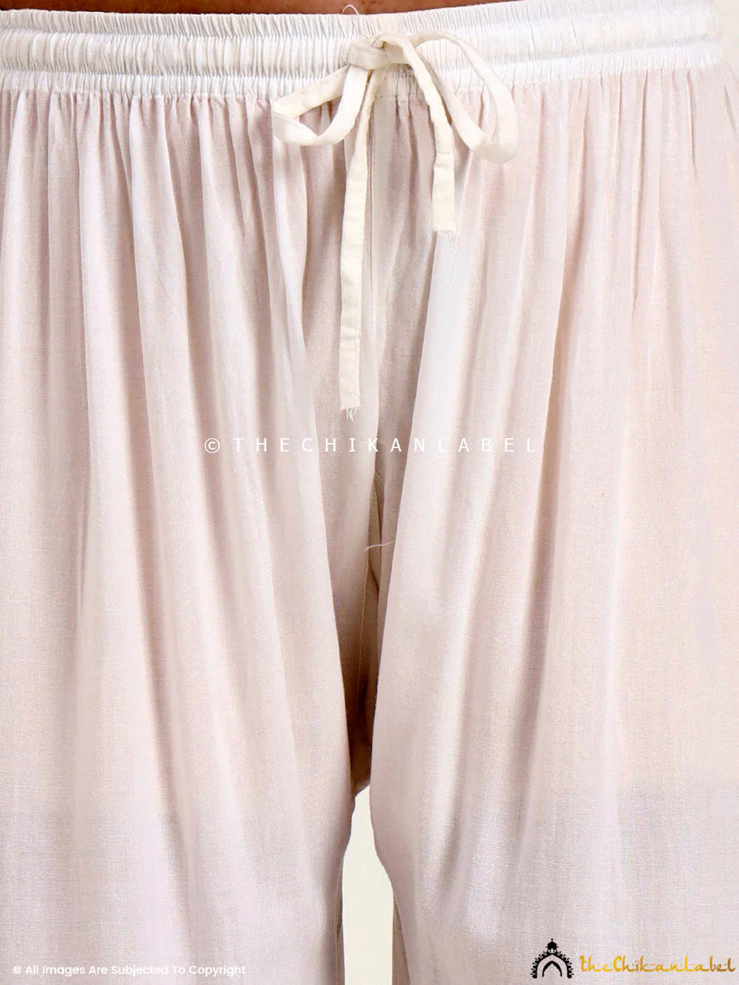 Akira Rayon Chikankari Straight Palazzo - White - Image 2