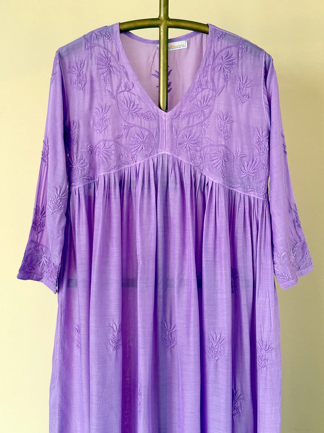 Alia Muslin Chikankari Anarkali - Lavender - Image 2