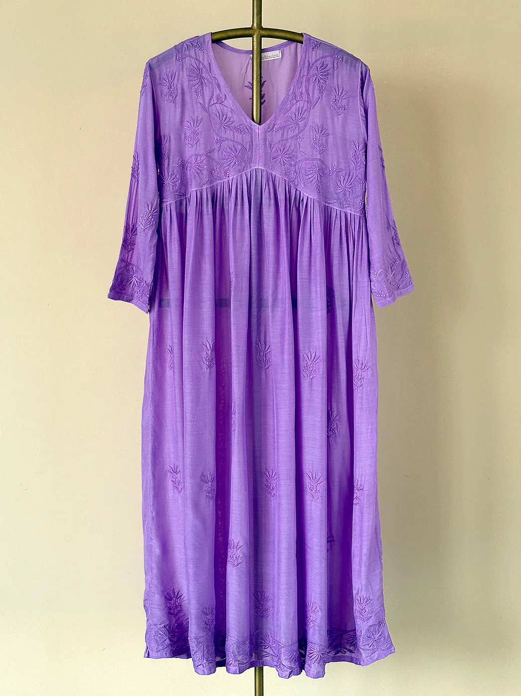 Alia Muslin Chikankari Anarkali - Lavender - Image 3