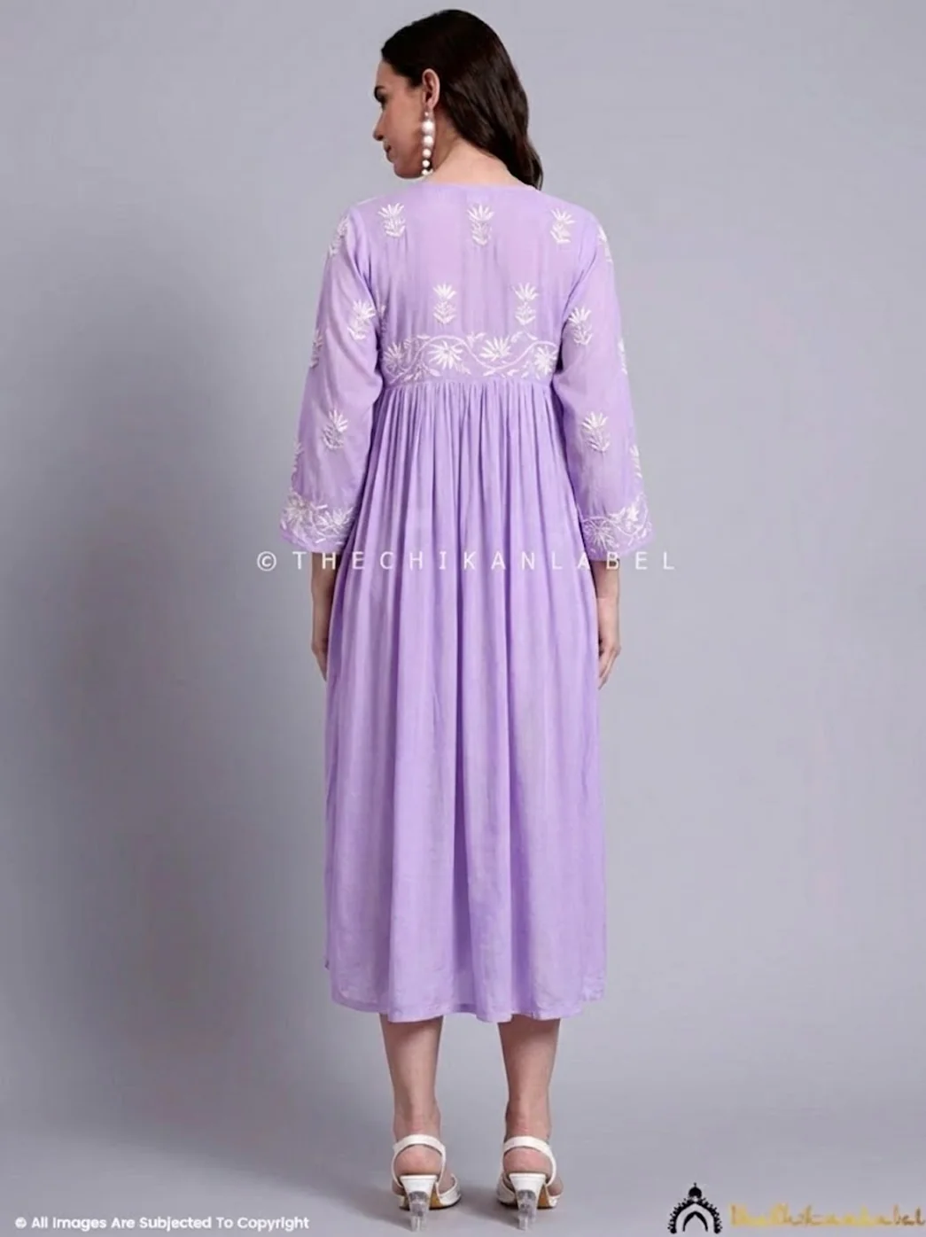 Alia Muslin Chikankari Anarkali - Lavender - Image 2