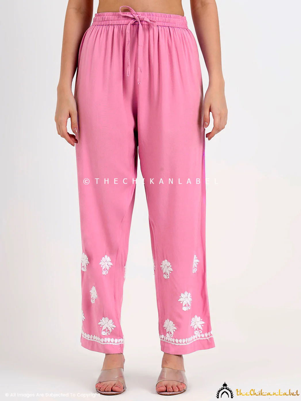 Amani Rayon Chikankari Kurti Palazzo Set - Baby Pink - Image 7