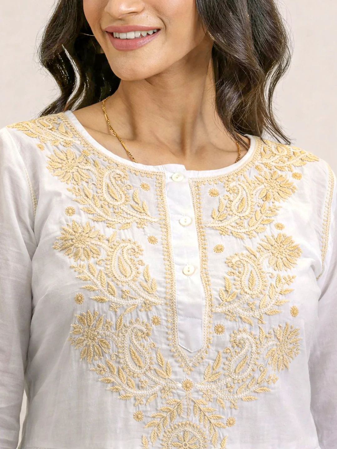 Anaisha Mulmul Cotton Chikankari Top - White - Image 2