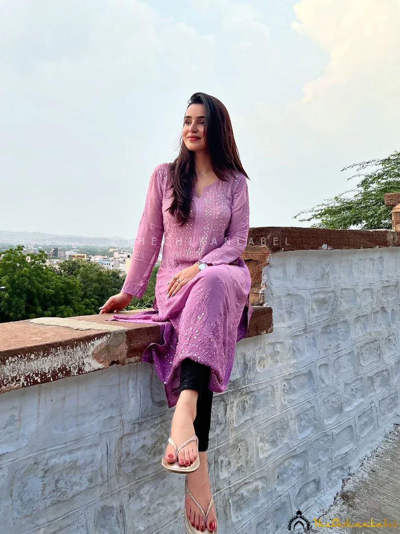 Ankita Sharma Meiraa Viscose Chikankari Straight Kurti - Image 4