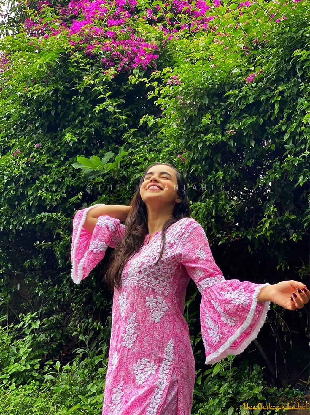 Ankita Sharma Bandhani Mulmul Chikankari Kurta Set - Pink - Image 3