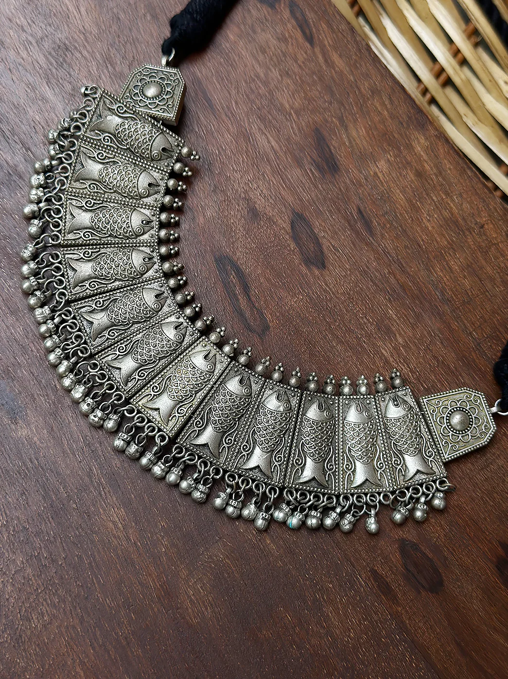 Artisan Brass Mixed Metal Necklace – Handmade Ethnic Jewelry - Image 3