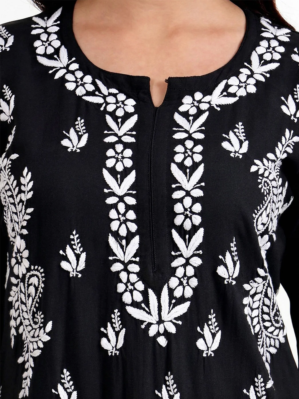 Arushi Rayon Chikankari Kurti Palazzo Set - Black - Image 2