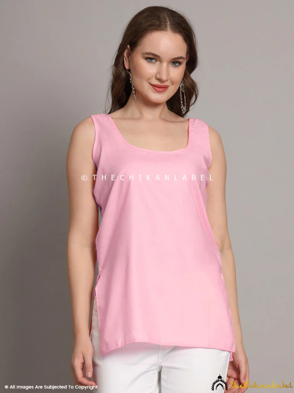 Cotton Short Camisole Inners for Kurtis & Kurta Baby Pink - Image 4