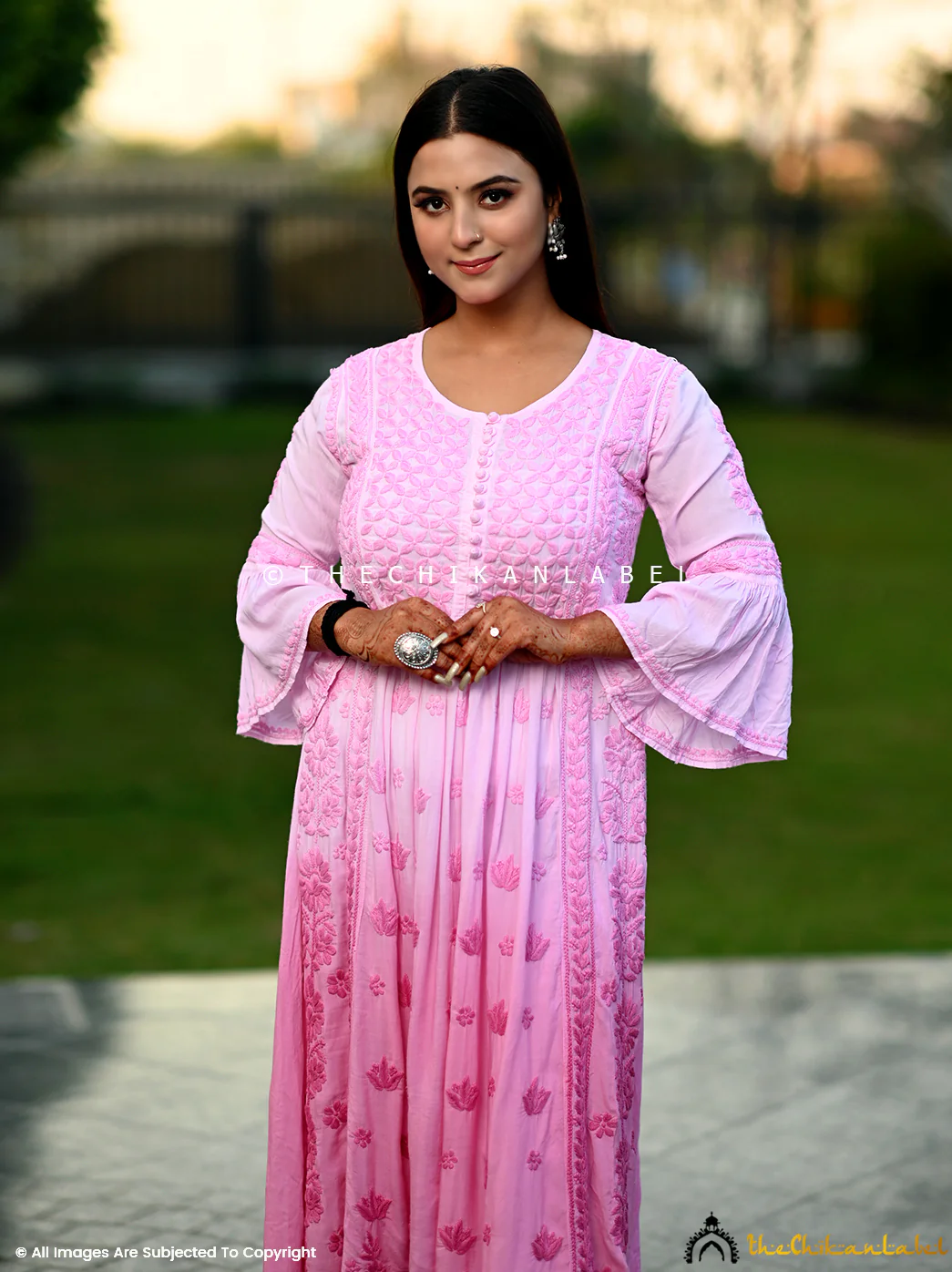 Falak Modal Chikankari Anarkali - Baby Pink - Image 2