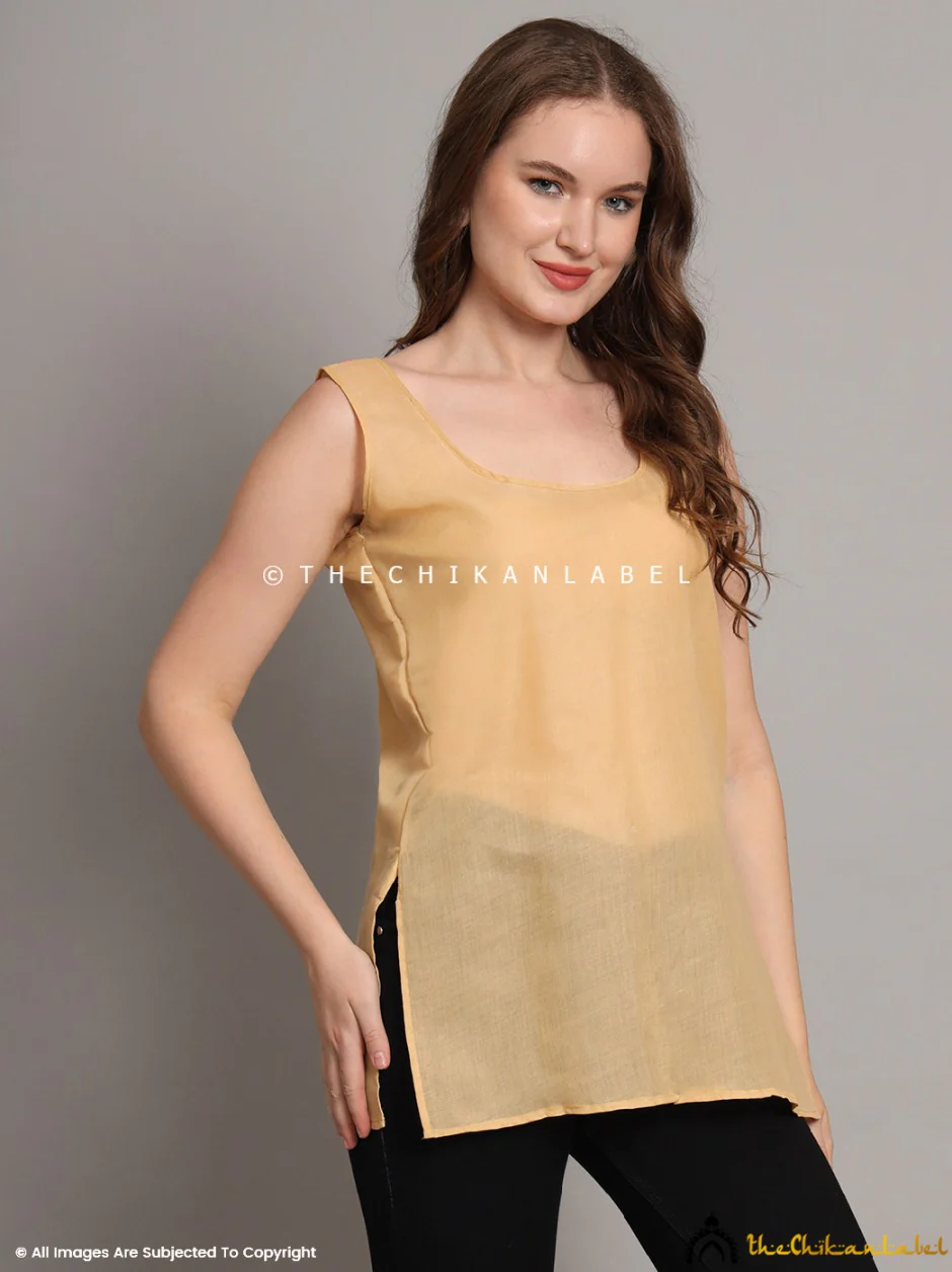 Cotton Short Camisole Inners for Kurtis & Kurta Beige - Image 6