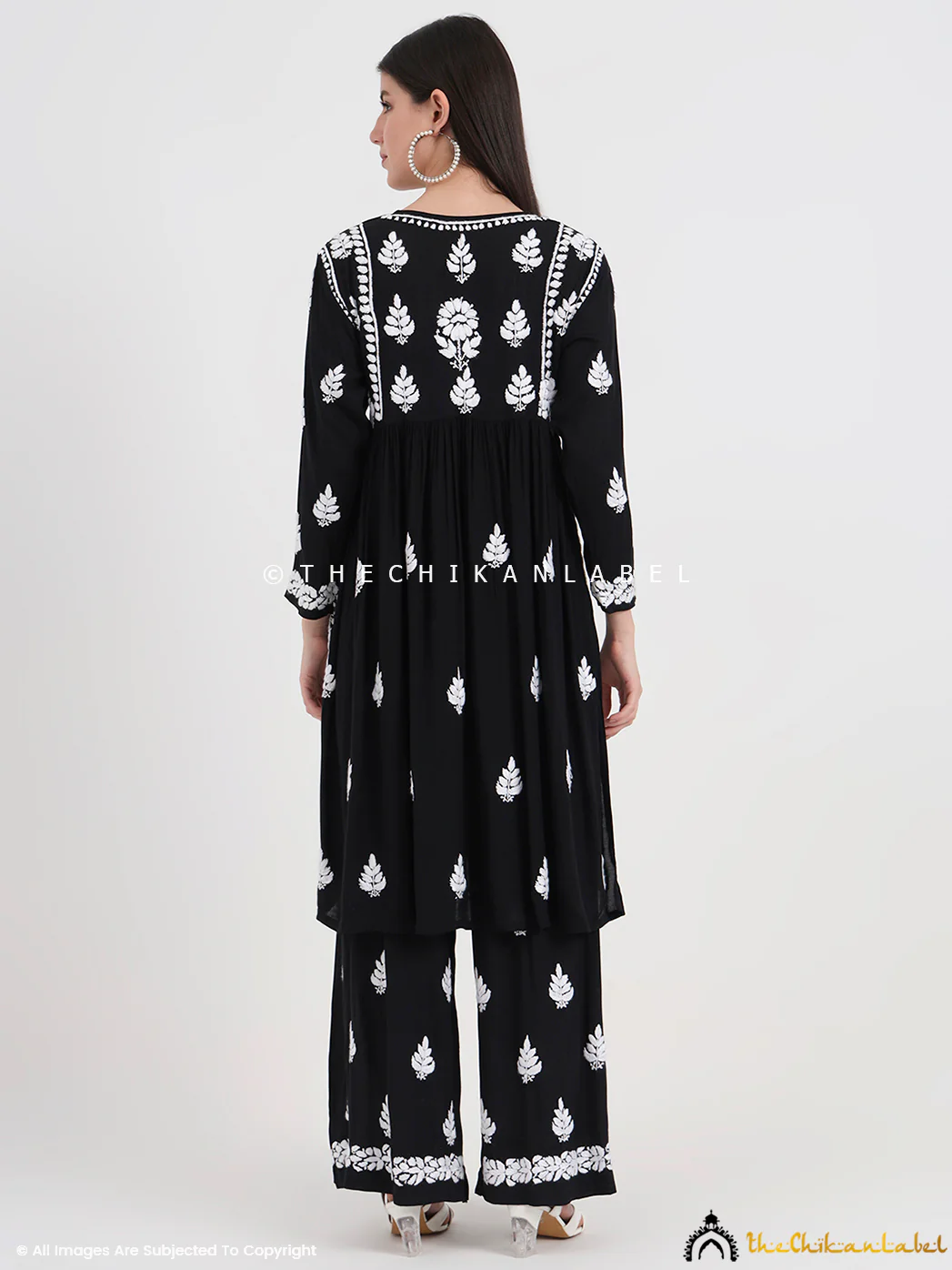 Black Aasira Modal Chikankari Co-ord Set - Image 3