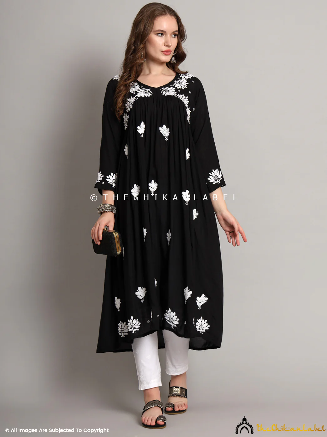 Alia Modal Chikankari Anarkali - Black