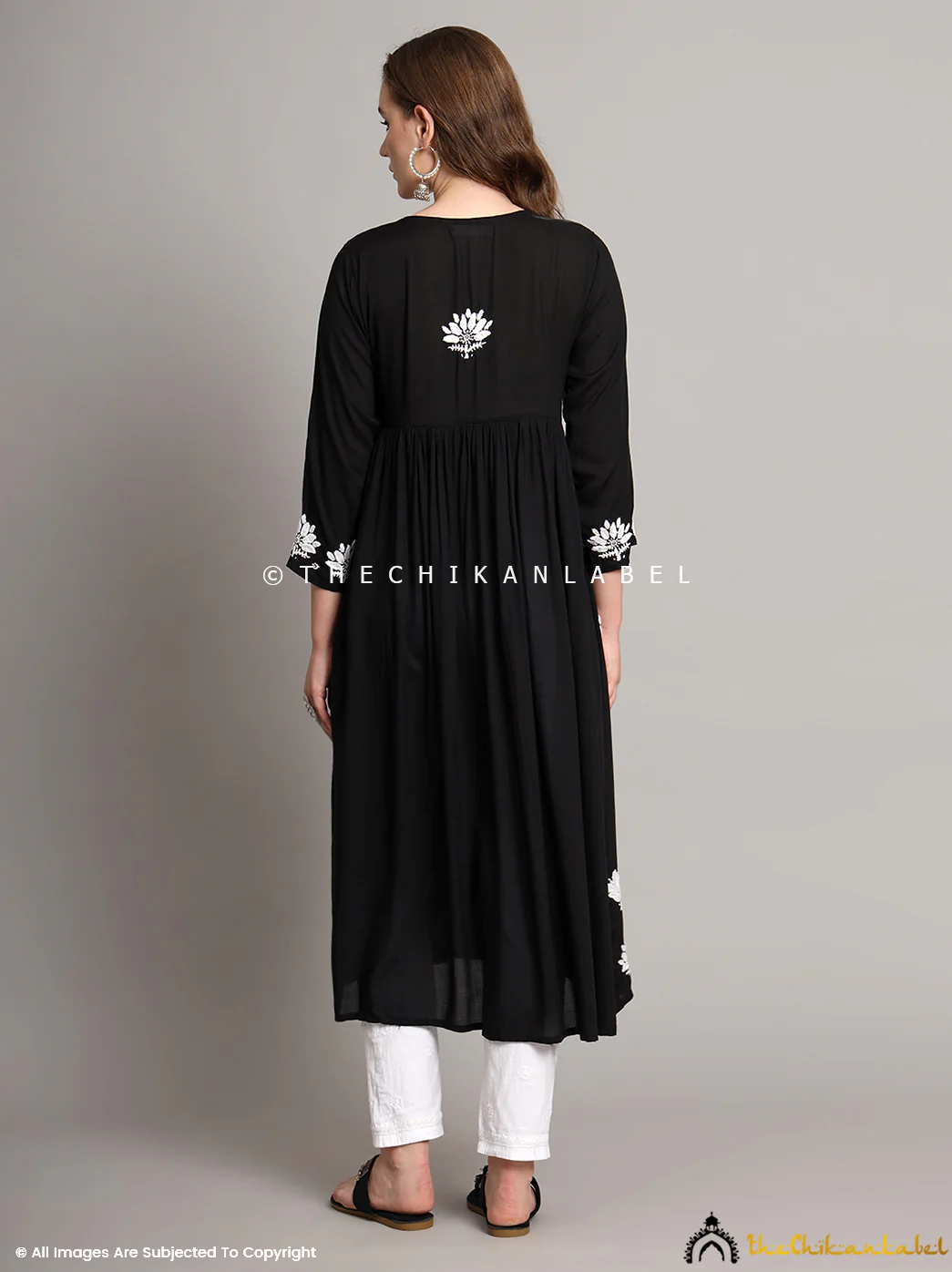 Alia Modal Chikankari Anarkali - Black - Image 3