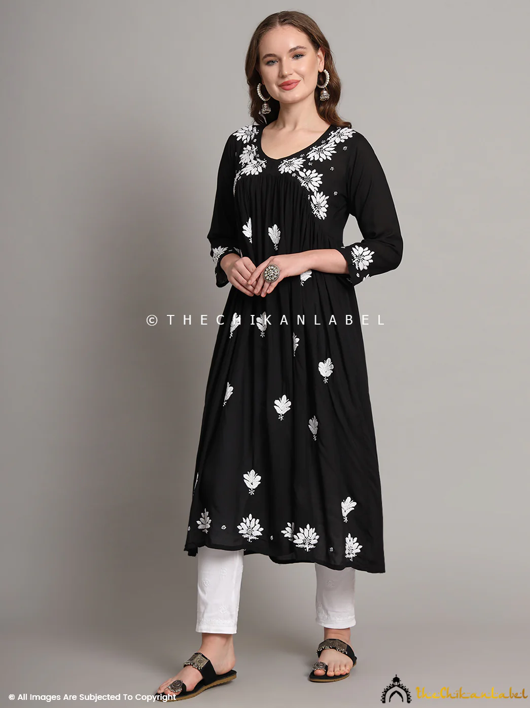 Alia Modal Chikankari Anarkali - Black - Image 4