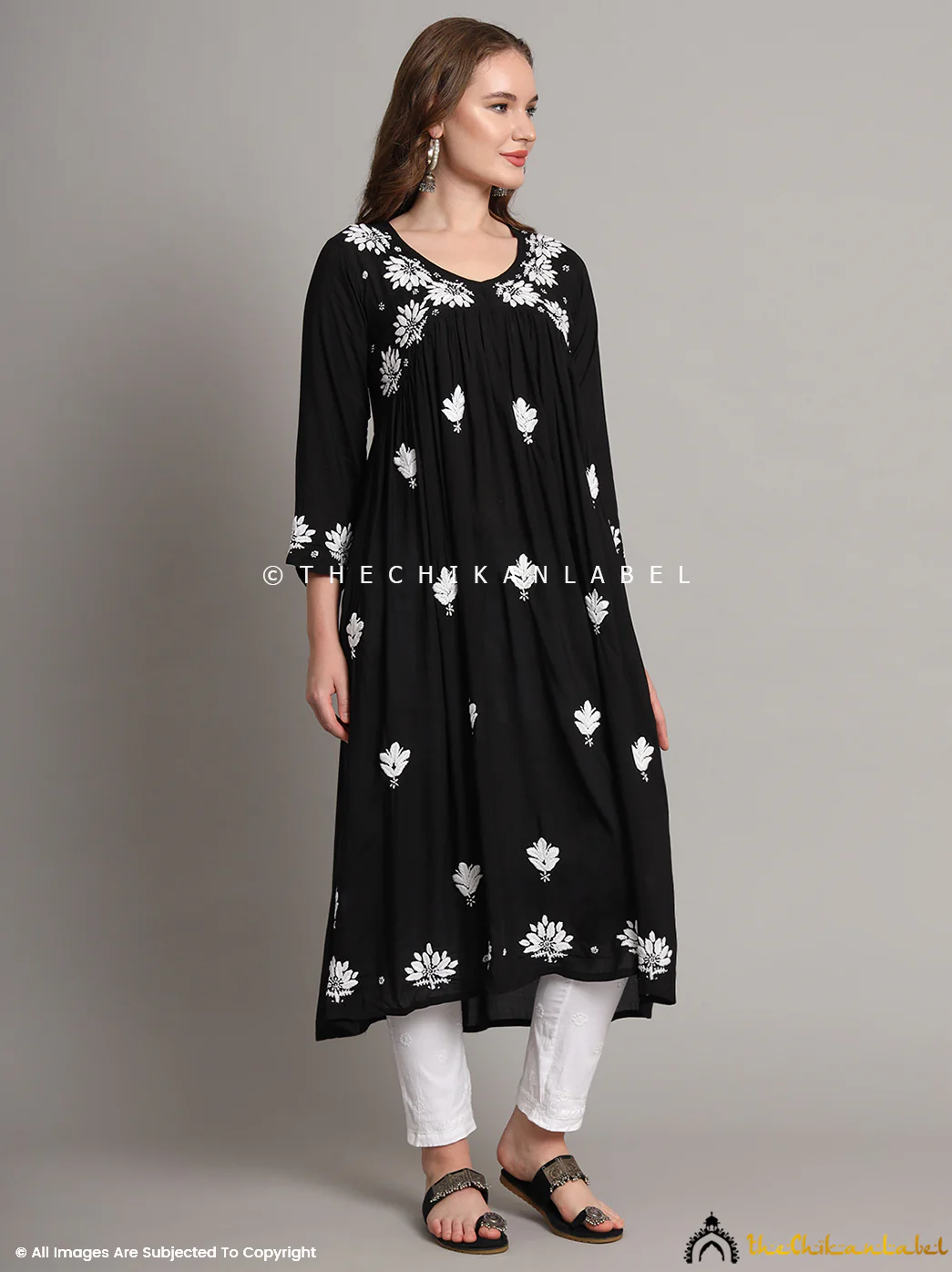 Alia Modal Chikankari Anarkali - Black - Image 5