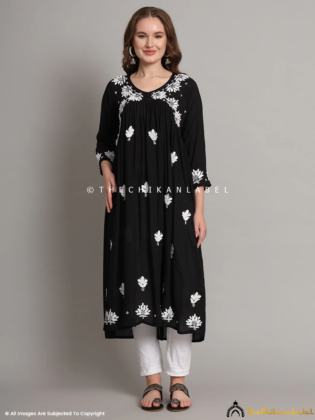 Alia Modal Chikankari Anarkali - Black - Image 6