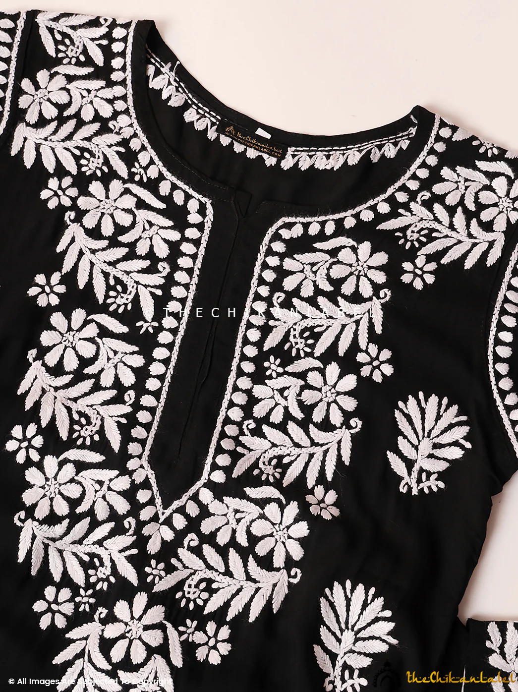 Arya Modal Chikankari Straight Kurti-  Black - Image 7