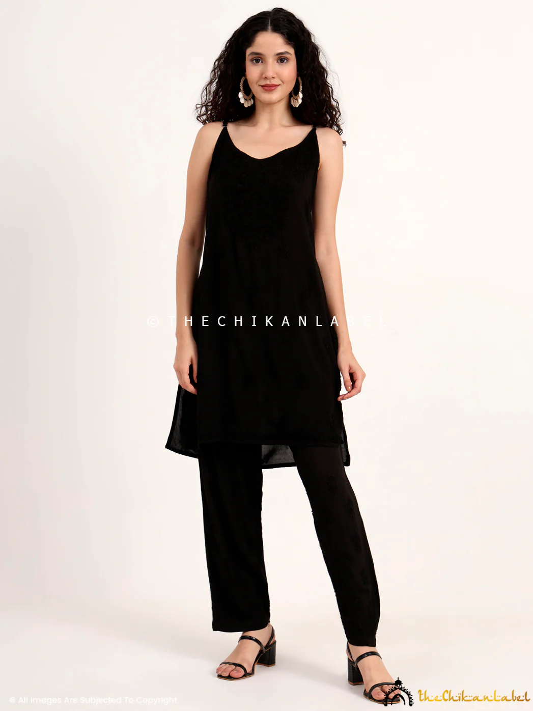 Avleen Modal Chikankari Strappy Set - Black