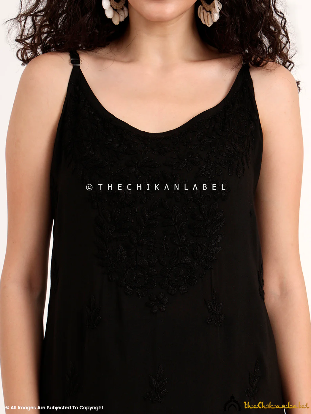 Avleen Modal Chikankari Strappy Set - Black - Image 2