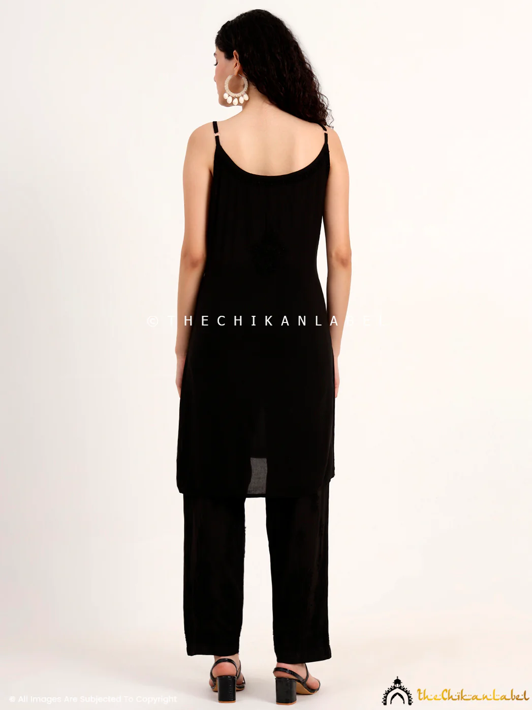Avleen Modal Chikankari Strappy Set - Black - Image 3
