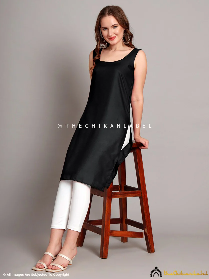 Cotton Camisole Inners for Kurtis & Kurta Black - Image 4