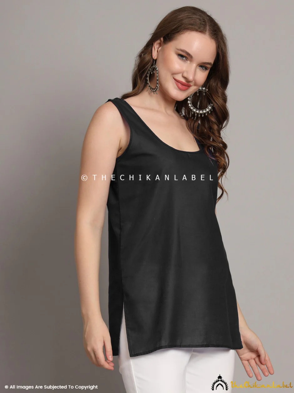 Cotton Short Camisole Inners for Kurtis & Kurta Black - Image 4