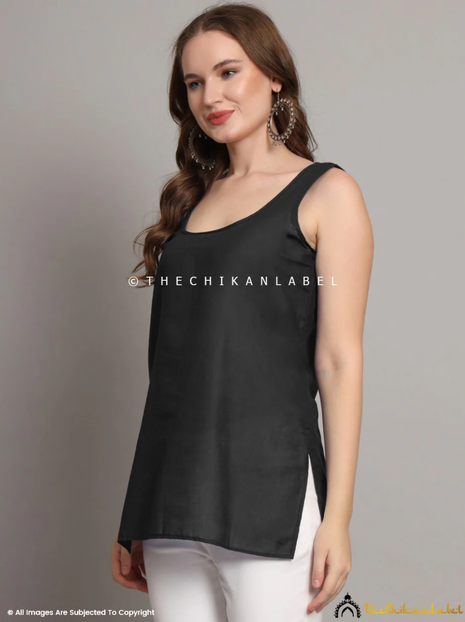 Cotton Short Camisole Inners for Kurtis & Kurta Black - Image 5