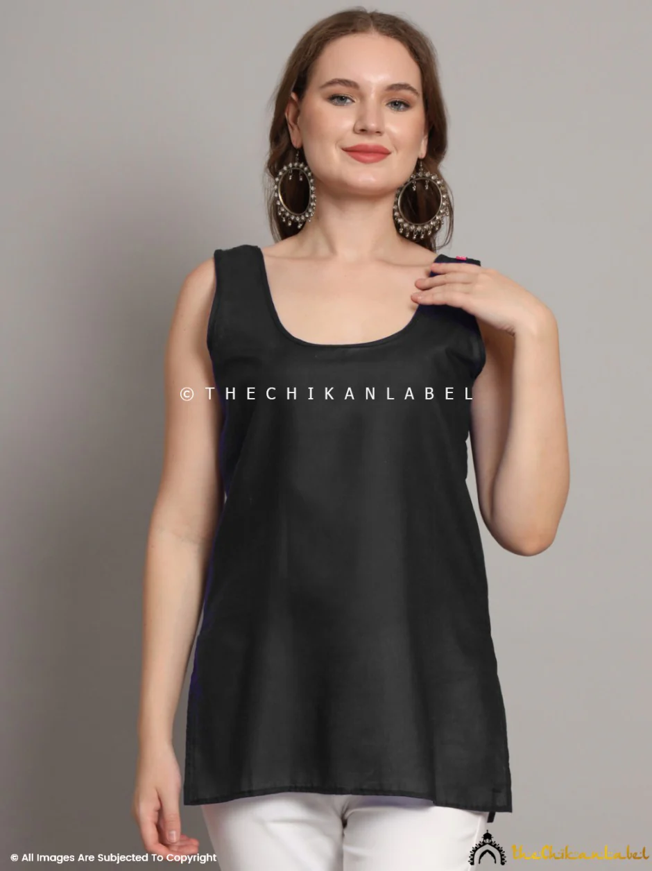 Cotton Short Camisole Inners for Kurtis & Kurta Black - Image 6