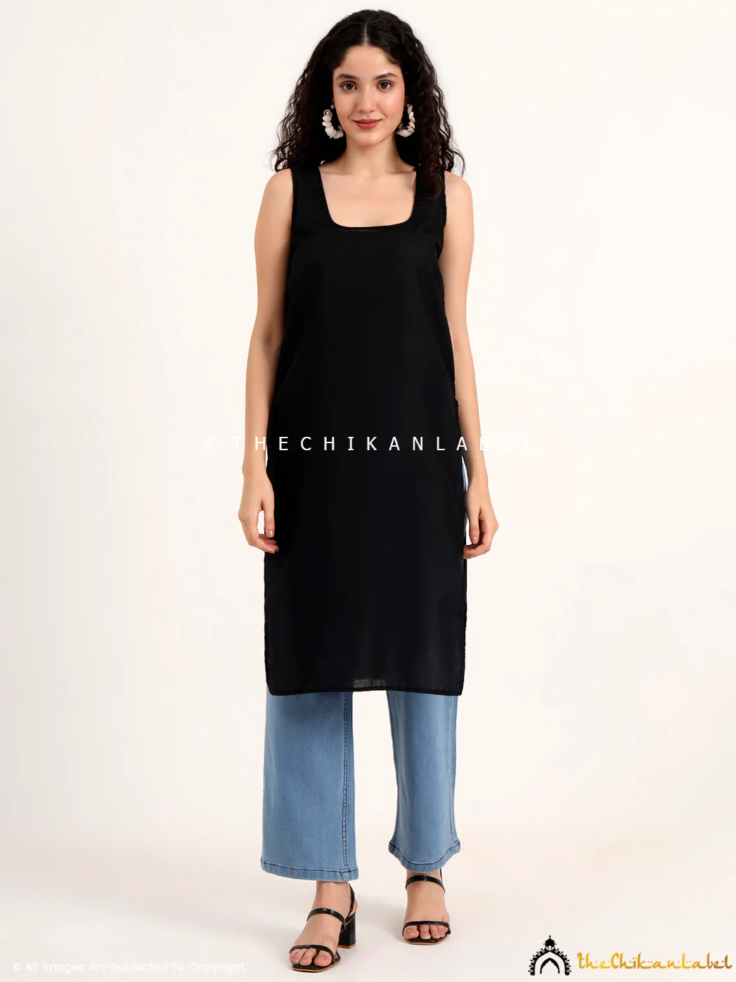 Mahak Georgette Chikankari Straight Kurti with Inner - Black - Image 7