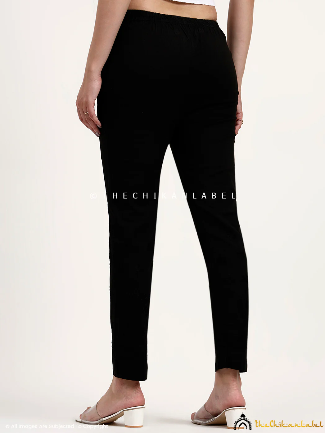 Mayuri Lycra Straight Chikankari Cigarette Pant - Black - Image 6