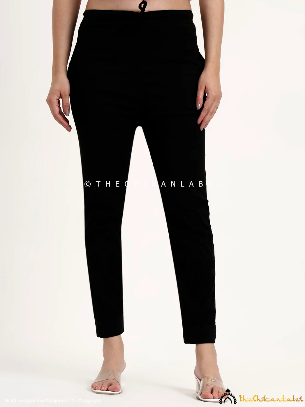 Mayuri Lycra Straight Chikankari Cigarette Pant - Black - Image 7