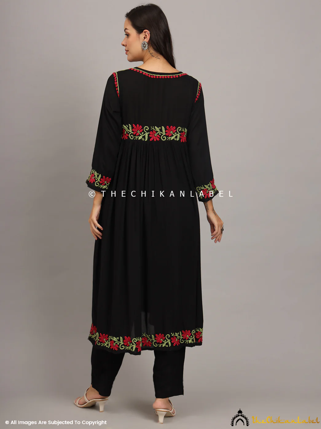 Alia Modal Chikankari Anarkali - Black Multi - Image 3