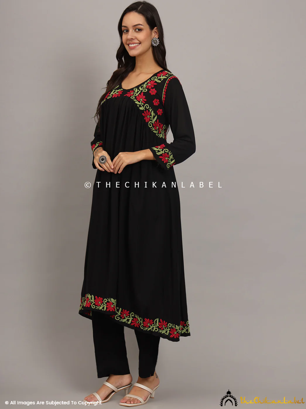 Alia Modal Chikankari Anarkali - Black Multi - Image 5