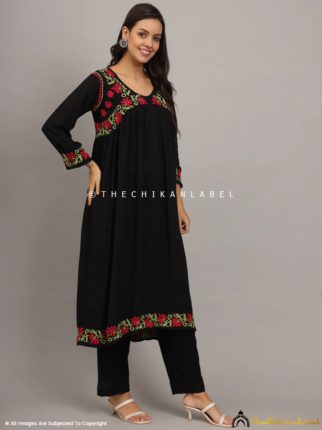 Alia Modal Chikankari Anarkali - Black Multi - Image 6