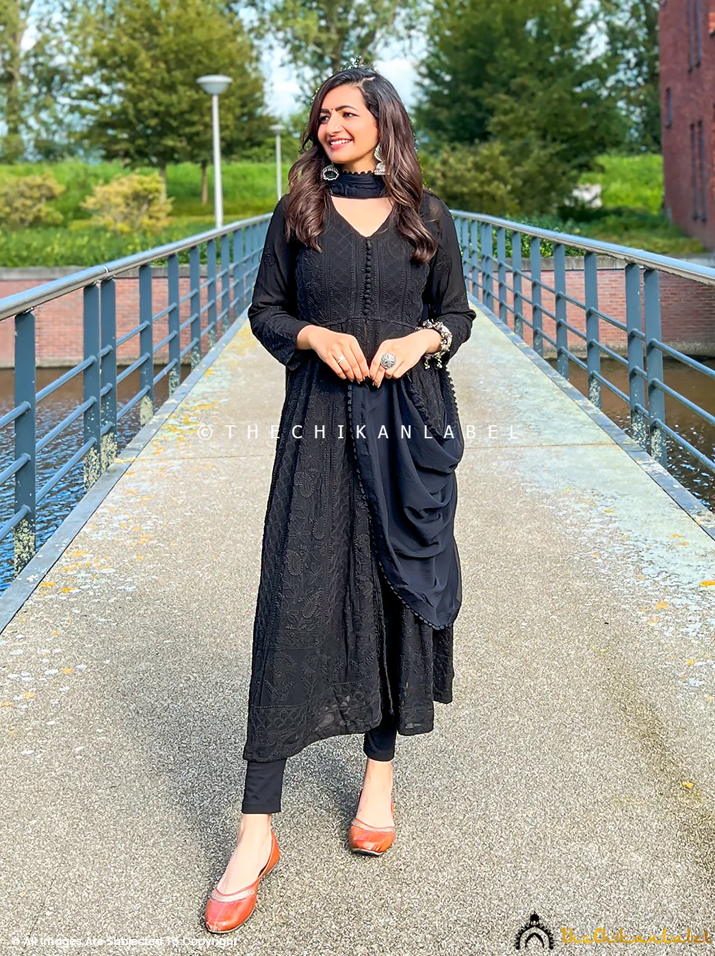 Black Naveli Slit Chikankari Kurti - Image 3