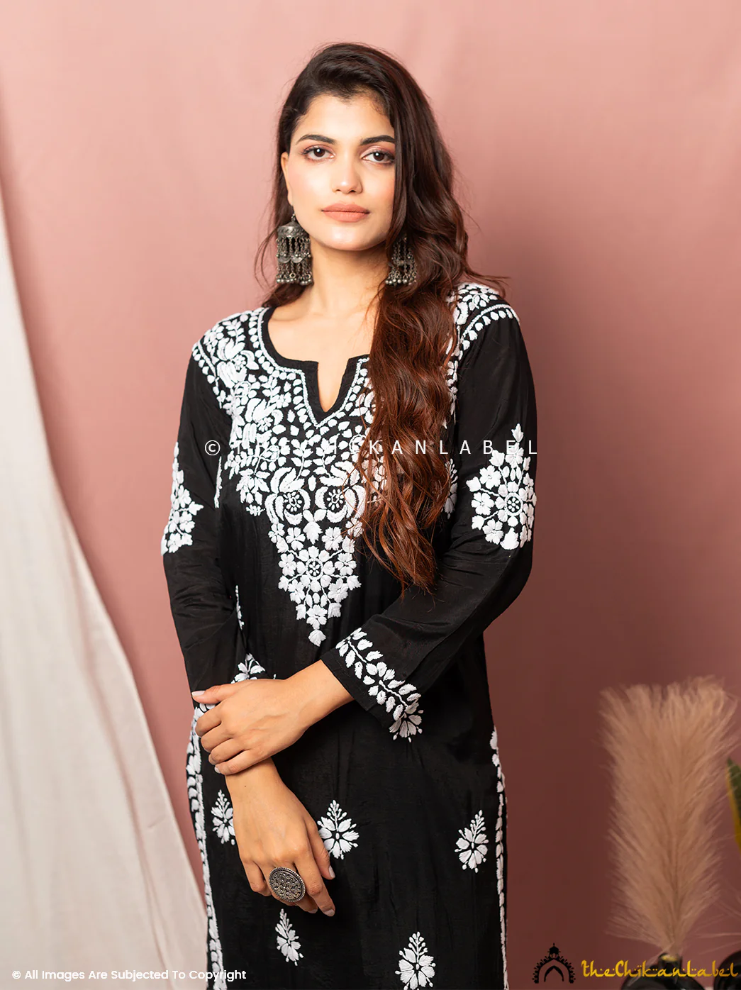 Nima Muslin Chikankari Straight Kurti - Black - Image 7