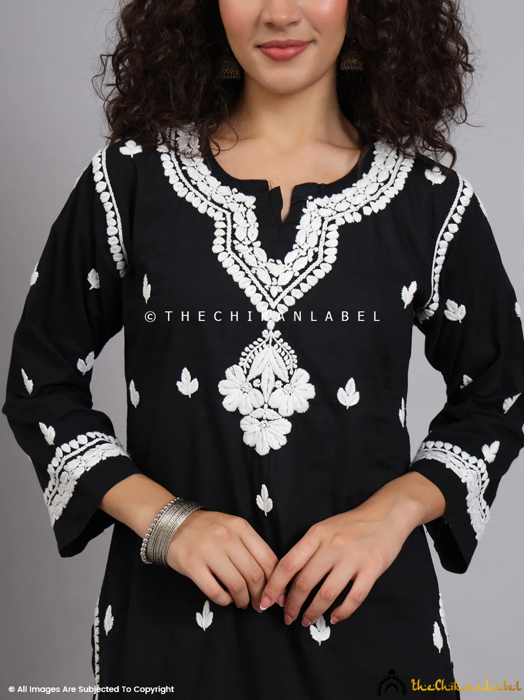 Nitya Cotton Chikankari Co-ord Set - Black - Image 2