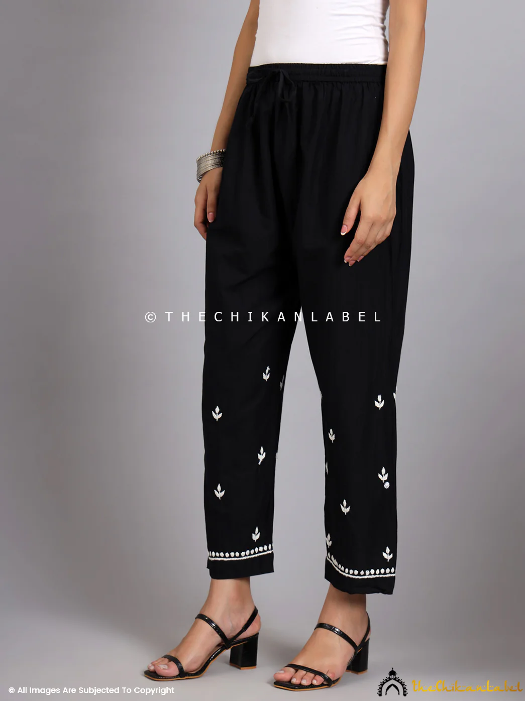 Nitya Cotton Chikankari Co-ord Set - Black - Image 5