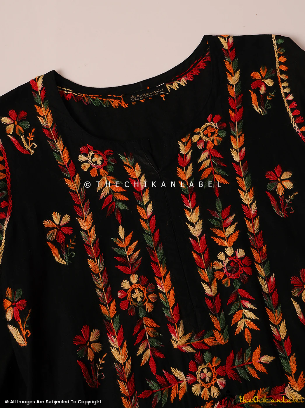 Noah Cotton Chikankari Straight Kurti - Black - Image 4