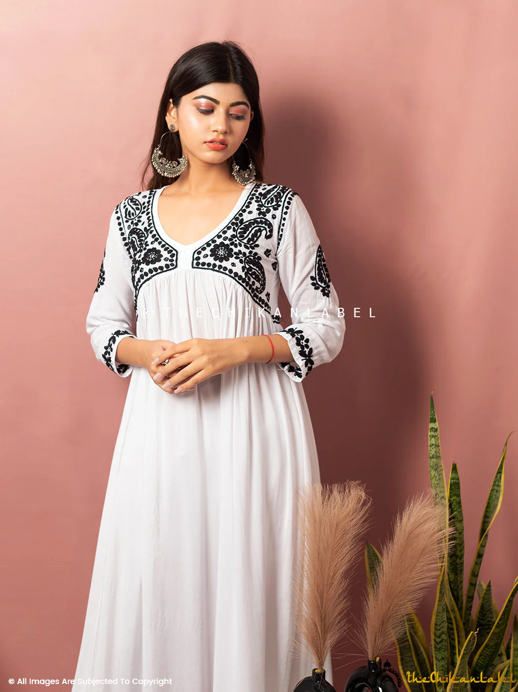 Alia Modal Chikankari Anarkali - Black on White - Image 5