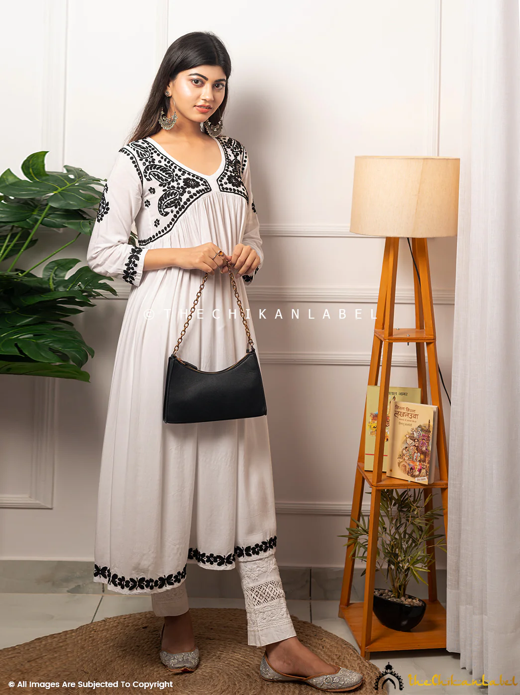 Alia Modal Chikankari Anarkali - Black on White - Image 8