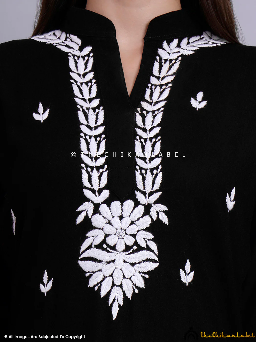 Riddhi Rayon Chikankari Straight Kurti - Black - Image 2