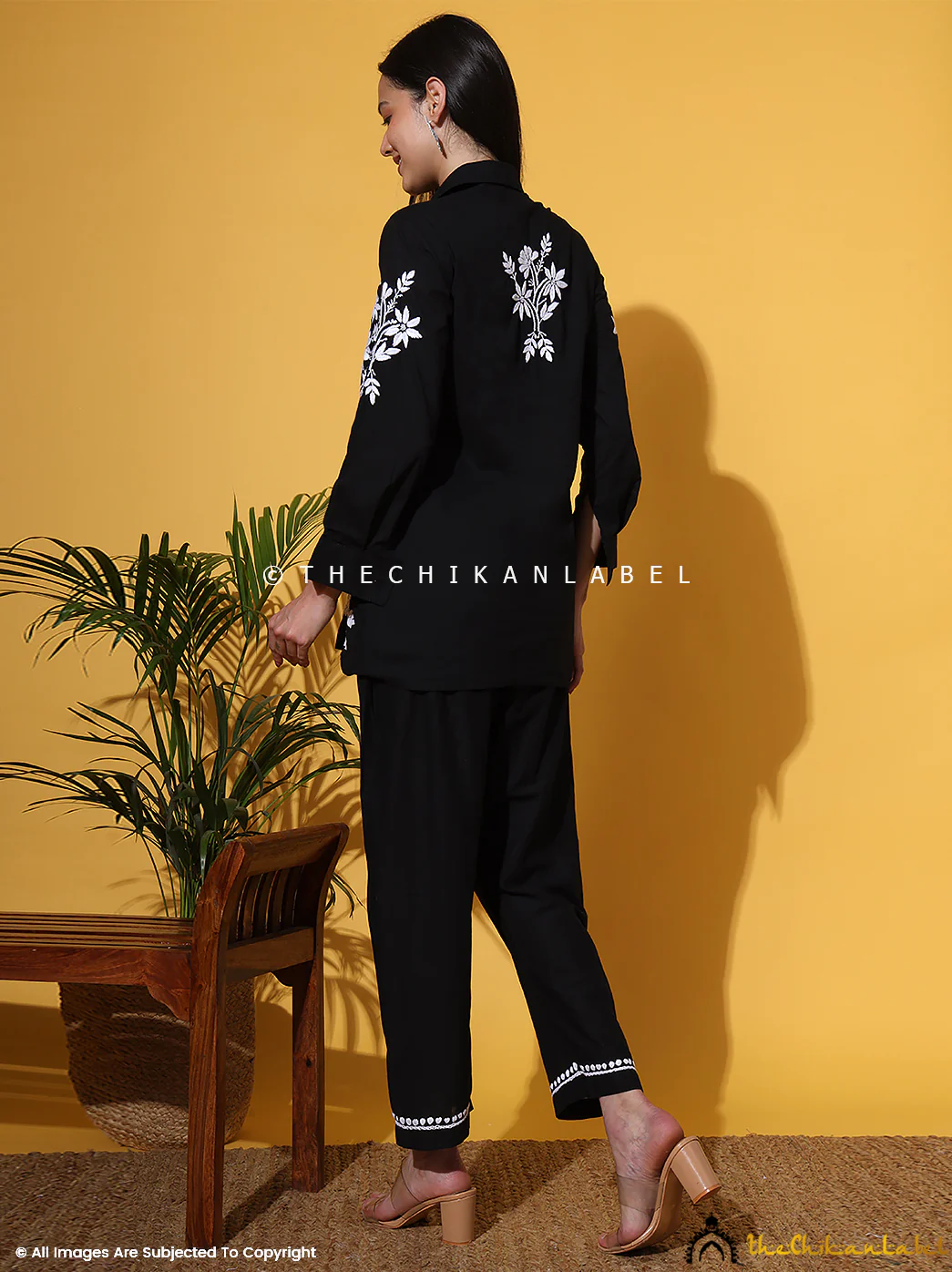 Rubi Cotton Chikankari Co-ord Set - Black - Image 3