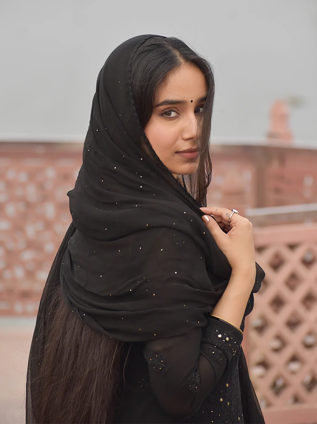 Sitara Chikankari Viscose Kurta Set with Dupatta - Black - Image 3