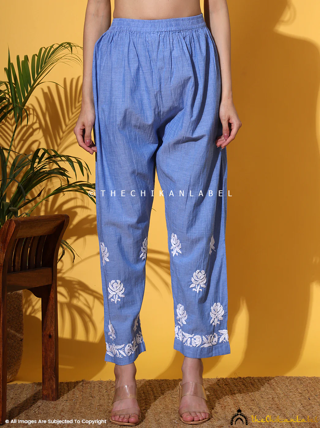 Laiba Denim Chikankari Short Kurta Set-Blue - Image 12