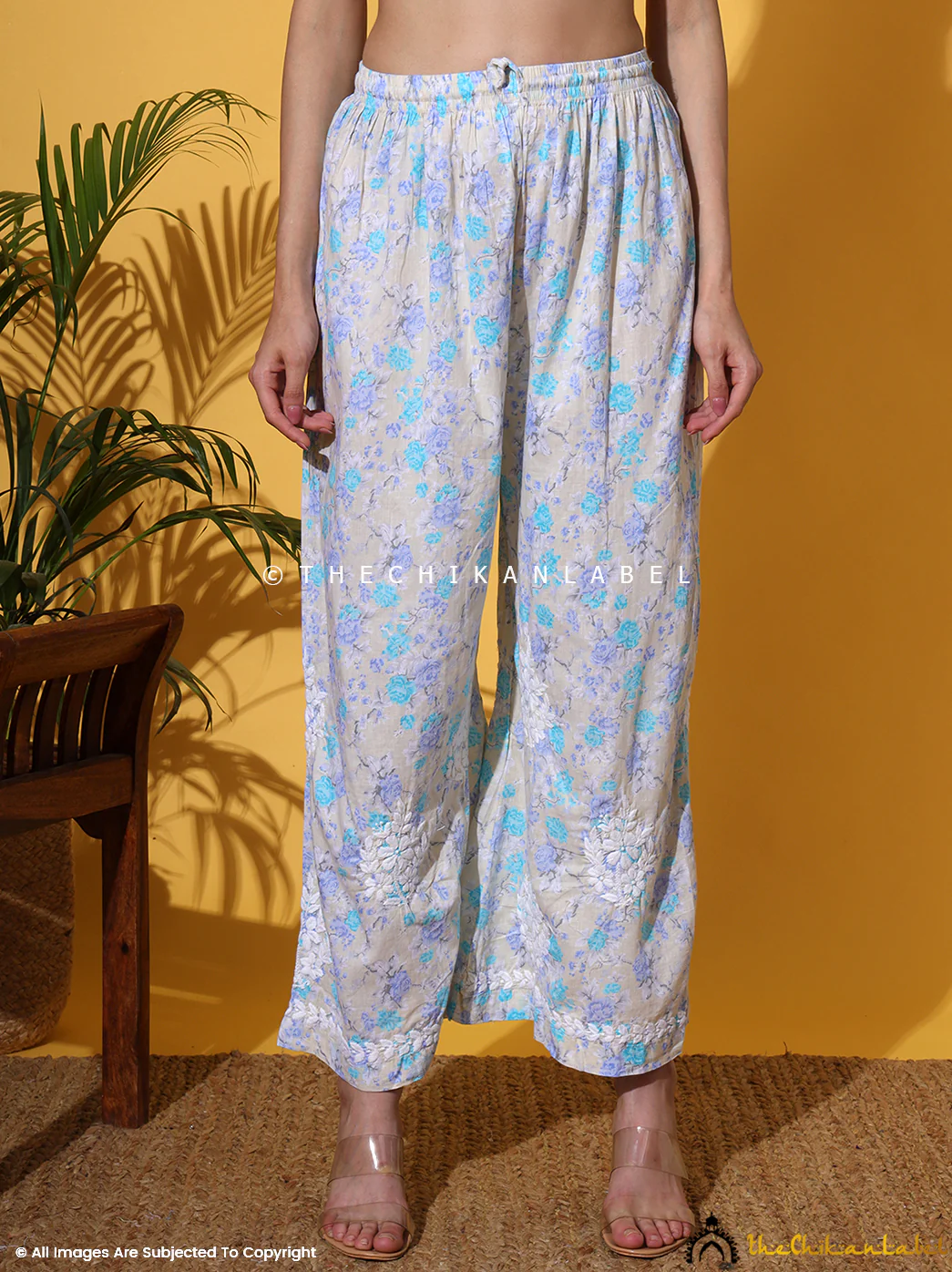 Meher Mulmul Cotton Chikankari Kurta Set - Blue - Image 7