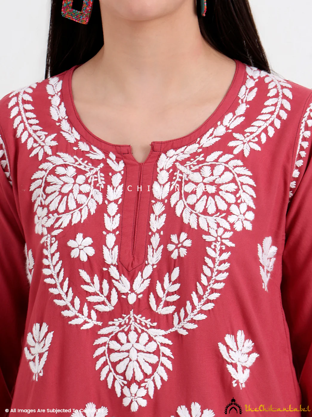 Chahat Rayon Chikankari Short Top - Candy Pink - Image 4