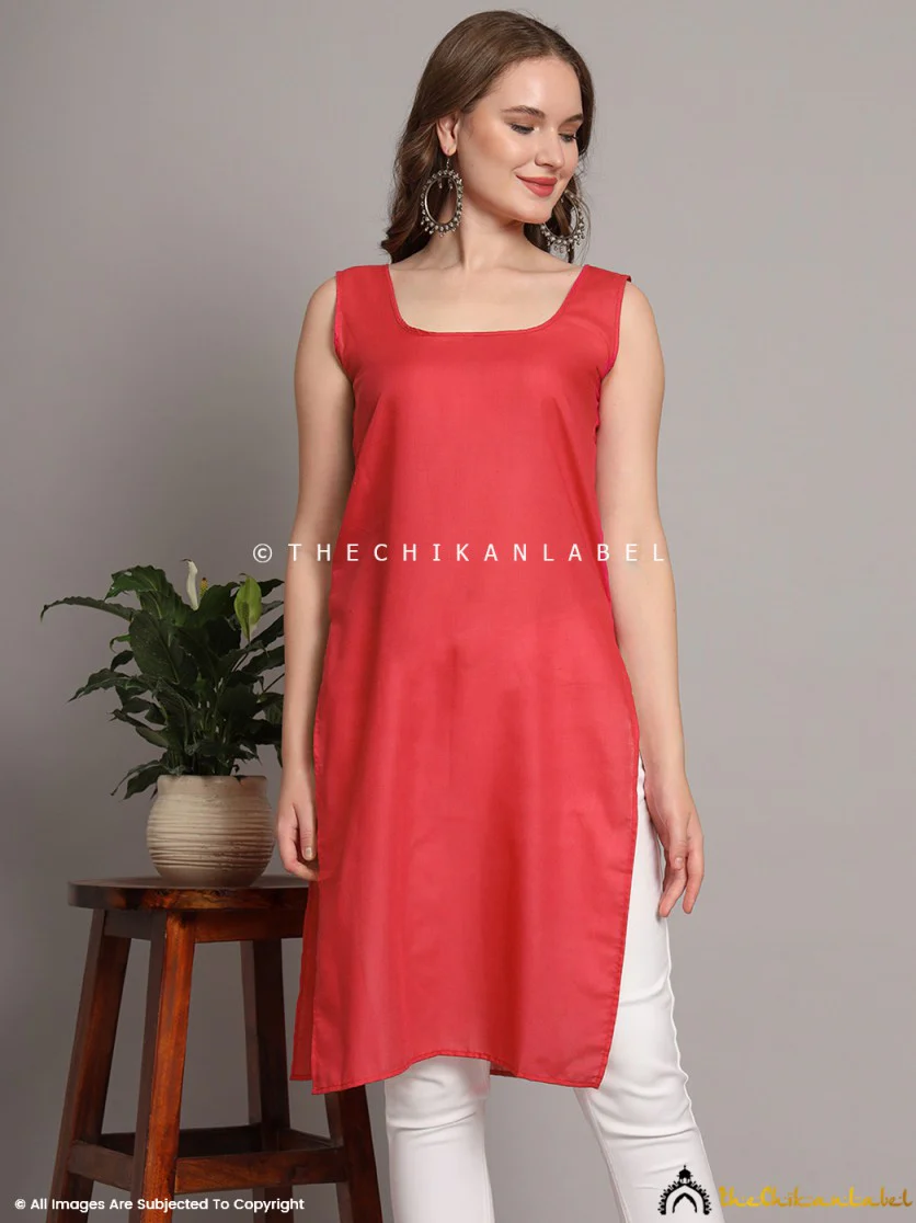 Cotton Camisole Inners for Kurtis & Kurta Coral - Image 4
