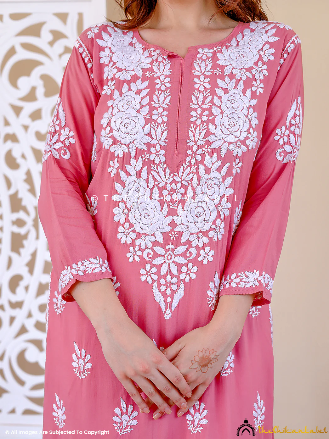 Coral Masoom Modal Chikankari Straight Kurti - Image 2